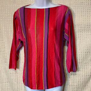 Anne Kline striped Knit Boat Neck